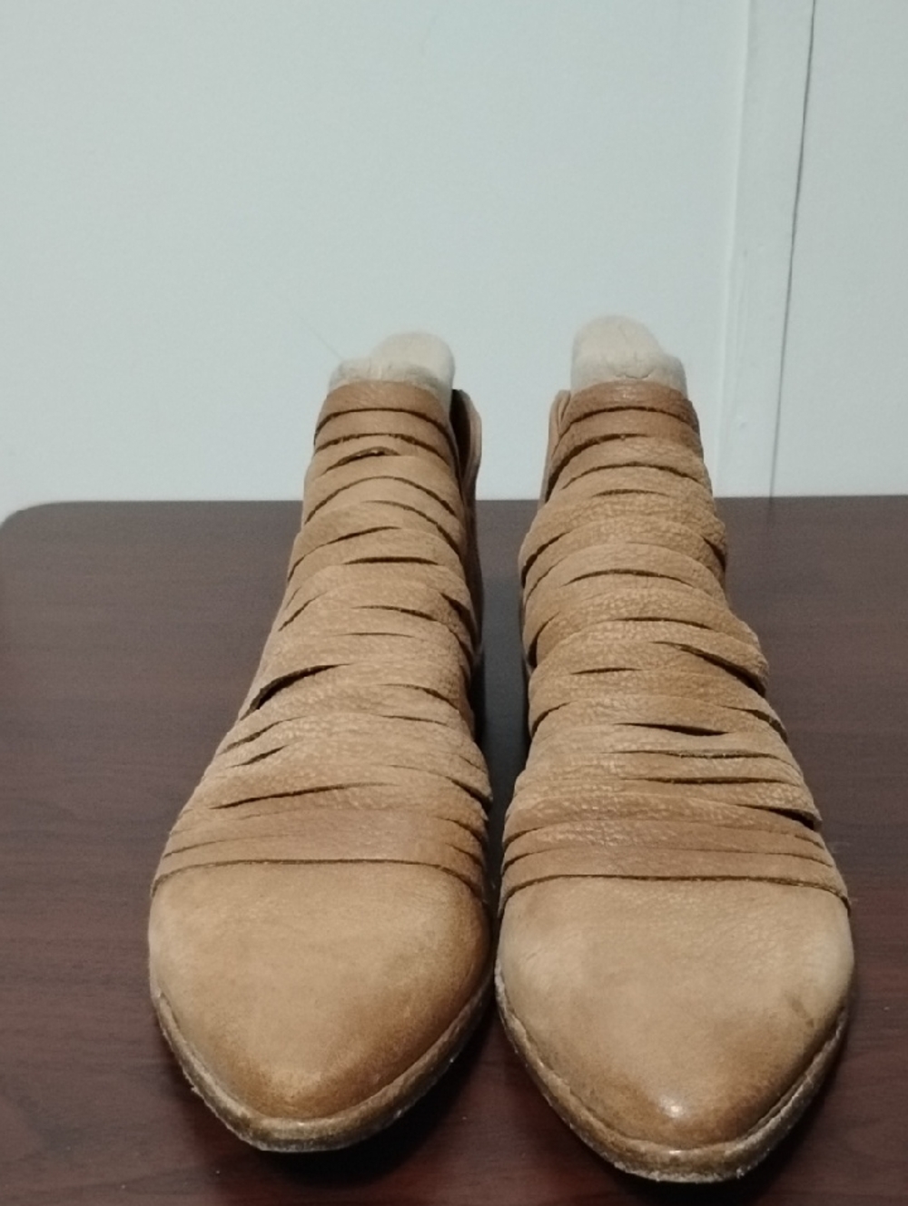 Free People Womens‎ 37 Boho Western Tan Suede Wrap Ankle Boots